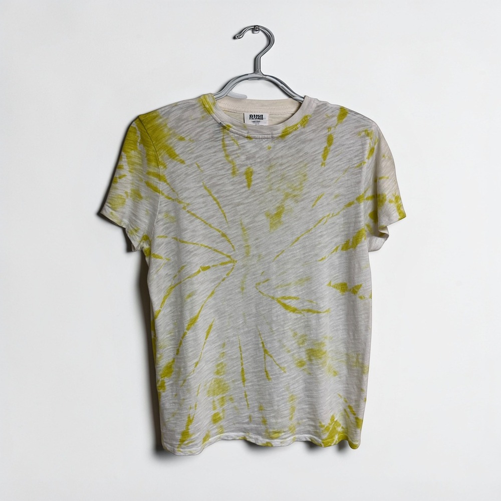 ATM Women's Slub Jersey Schoolboy Yellow Tie Dye Crew Neck Tee Size L - Picture 3 of 9